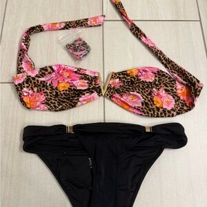 Victorias Secret Floral Leopard Print Bikini Set